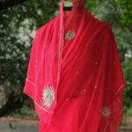 Double Diamond Chiffon Saree with Zardosi Work