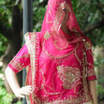 Pink Zardosi Work Poshak with Pure Georgette Odhani | Royal Bridal Ensemble