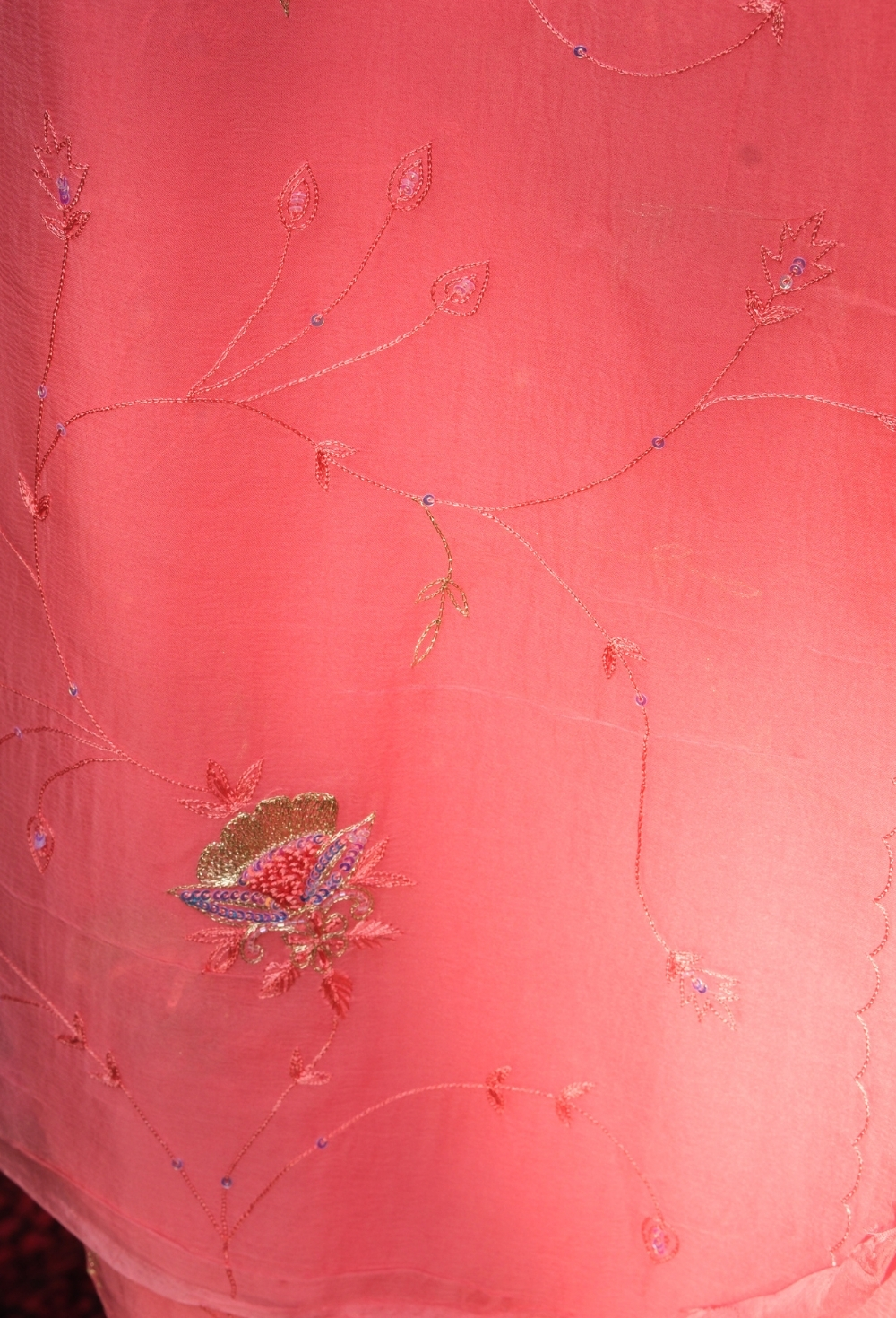 Chiffon Saree with Elegant Embroidery & Light Jaal Work - Image 4